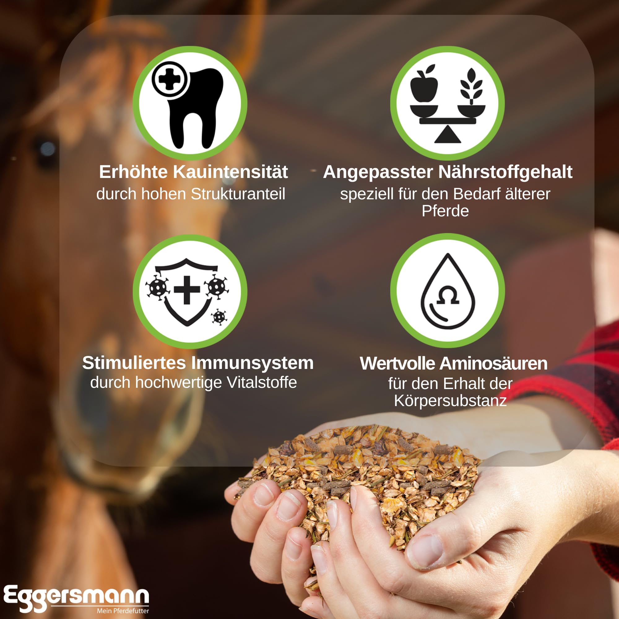 Eggersmann EMH Senior Sac de céréales pour Chevaux âgés - pour la prévention des pertes de Substance avec sélénium - Nourriture Naturelle pour Chevaux