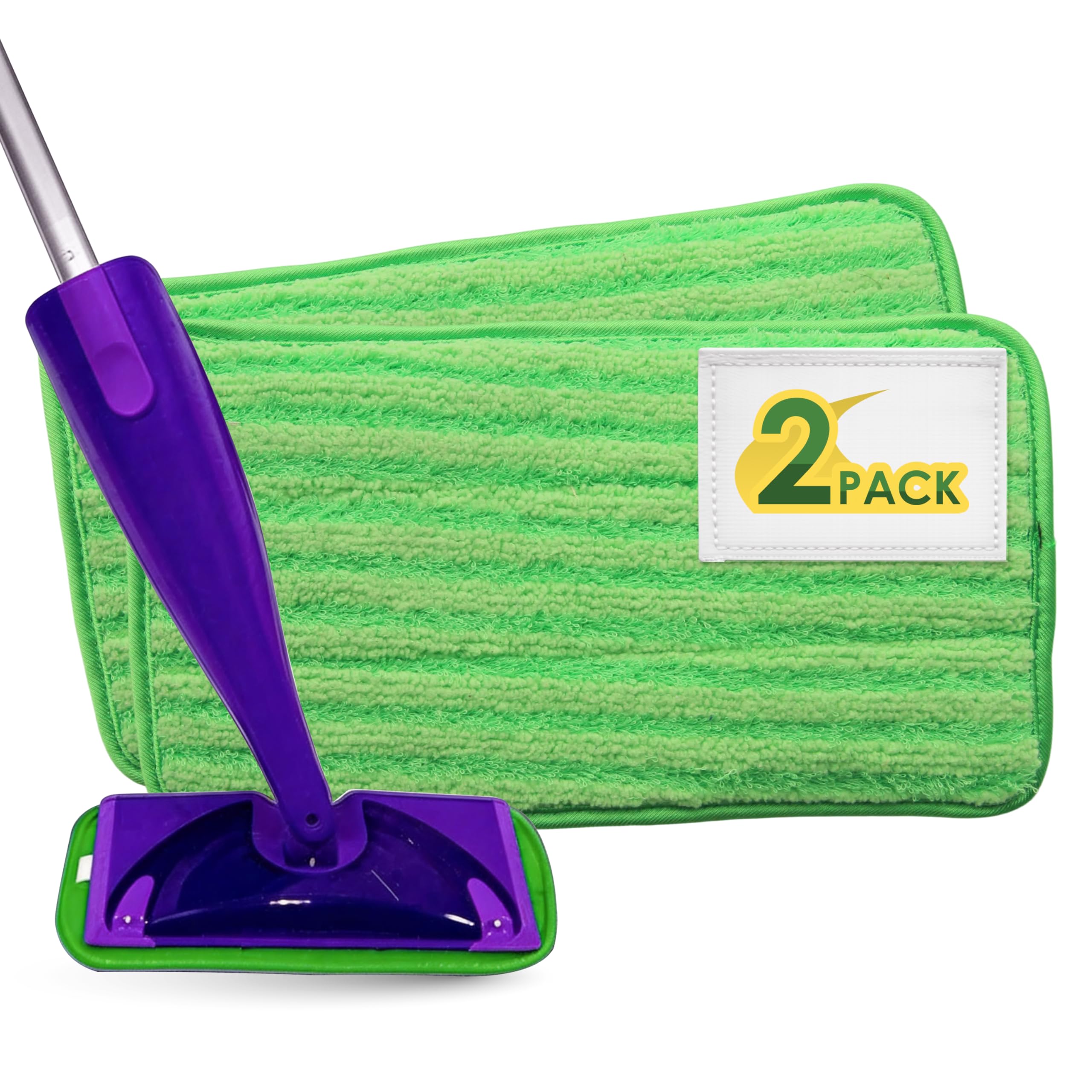 Turbo Microfiber Turbo Mops Reusable Floor Mop Pads - Pack Of 2, Machine Washable, 12-Inch Microfiber Mop Refills - Compatible With Swiffer Wet Jet - Household Cleaning Tools