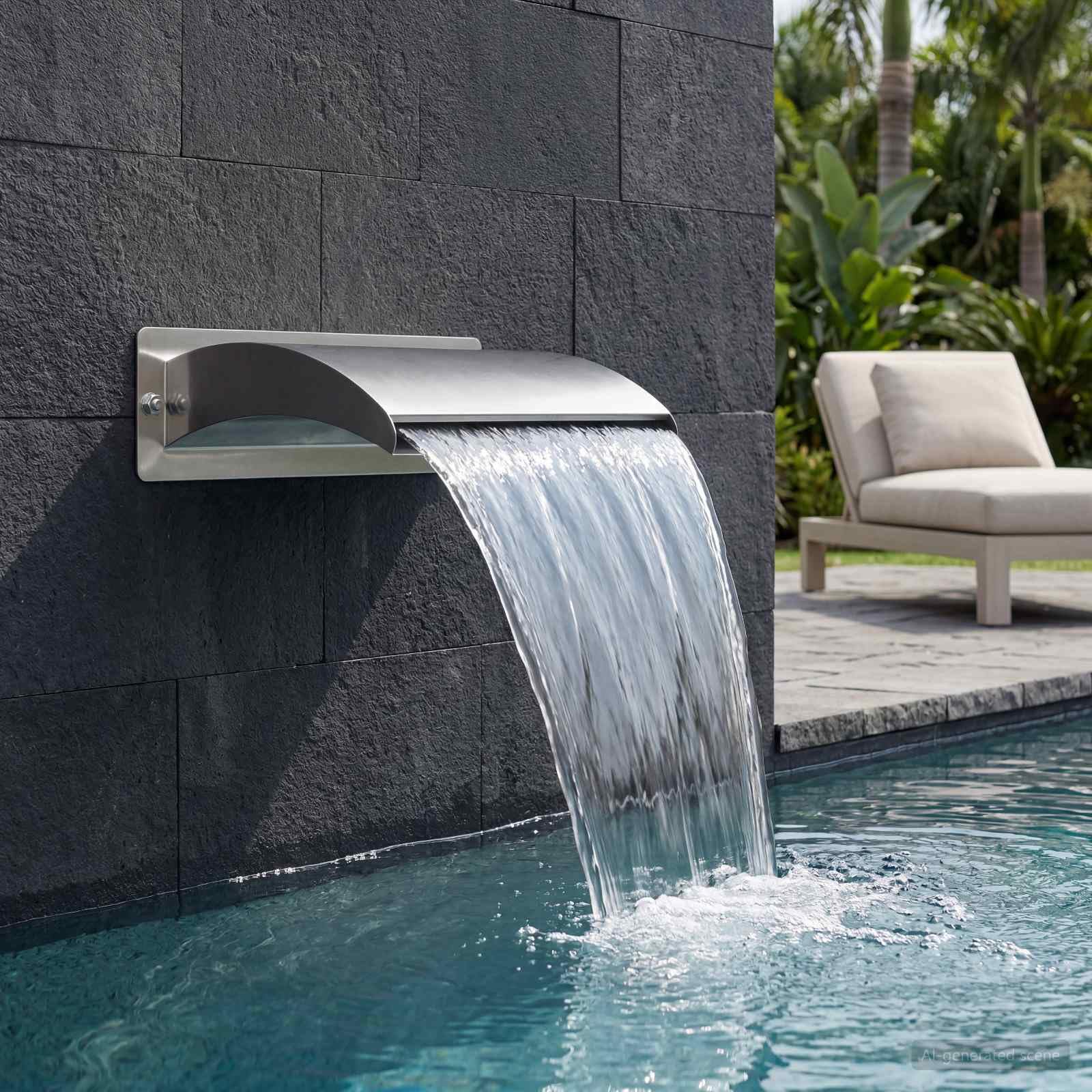 vidaXL Cascada para Piscina con luz LED Acero Inoxidable 304