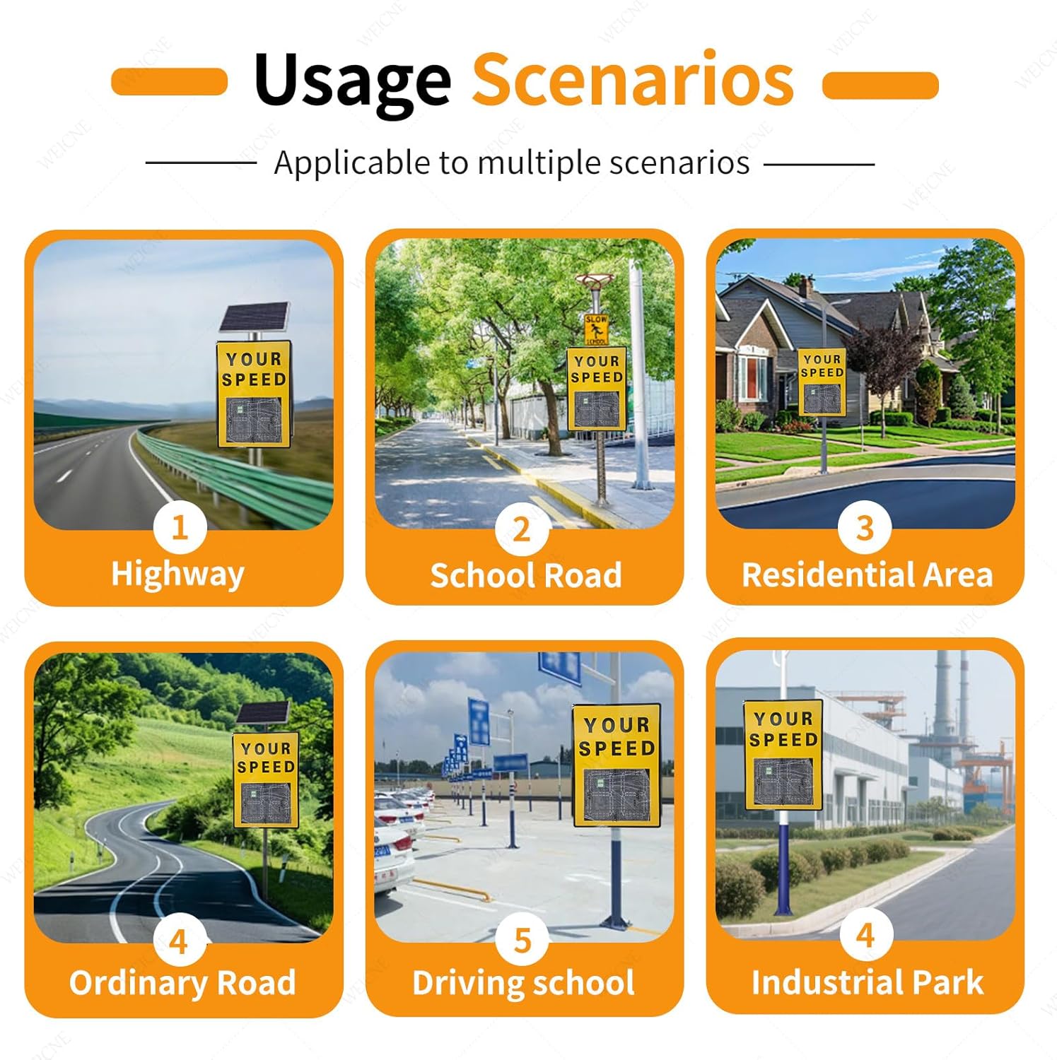 Solar Powered Speed Limit Radar Detector 23.6x35.4 Inch Rust-Free Aluminum for Street Warning