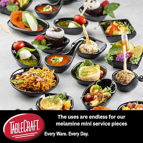 Miniatura 4 de TableCraft 10316BK - Mini servidor de melamina, mini tazón cuadrado, servidores resistentes a la rotura para aperitivos, salsas, degustaciones, 2.5