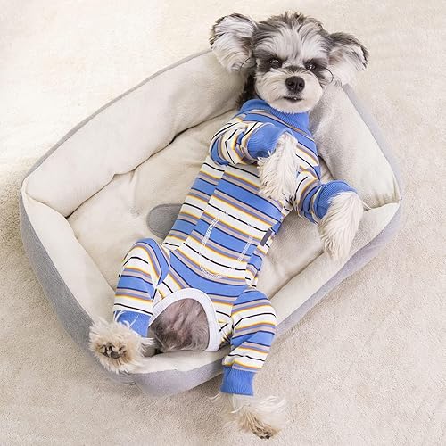 Miniatura 6 de Traje de Recuperación Rayado para Perros, Mameluco Después de la Cirugía para Perros Machos y Hembras, Pijama de Manga Larga para Perros y Gatos,