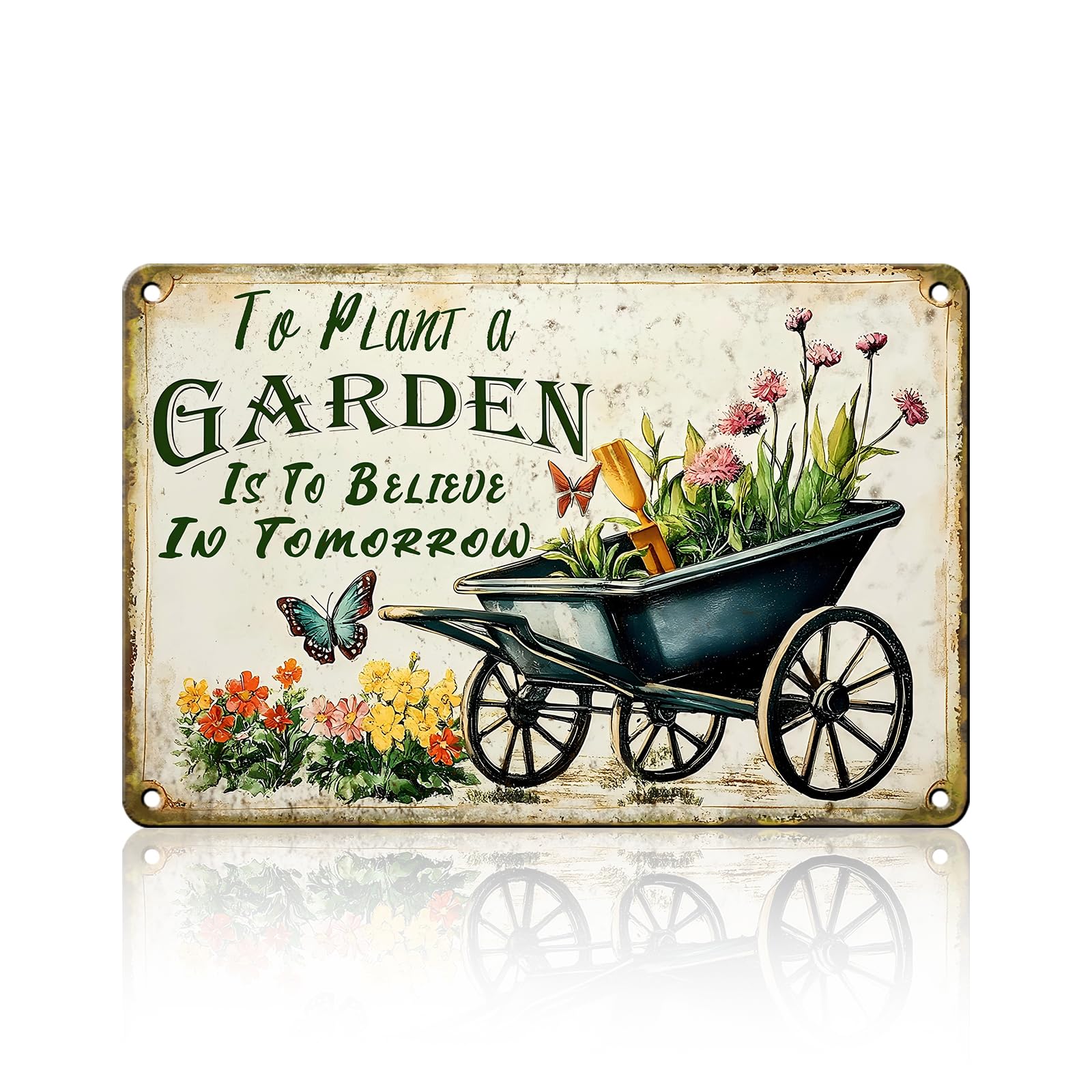 Anceky Retro Sign To Plant A Garden Is To Believe In Tomorrow Metal Tin Sign Vintage Wall Decor for Home Bar Cafe Farmhouse Kitchen 12×8 Inch