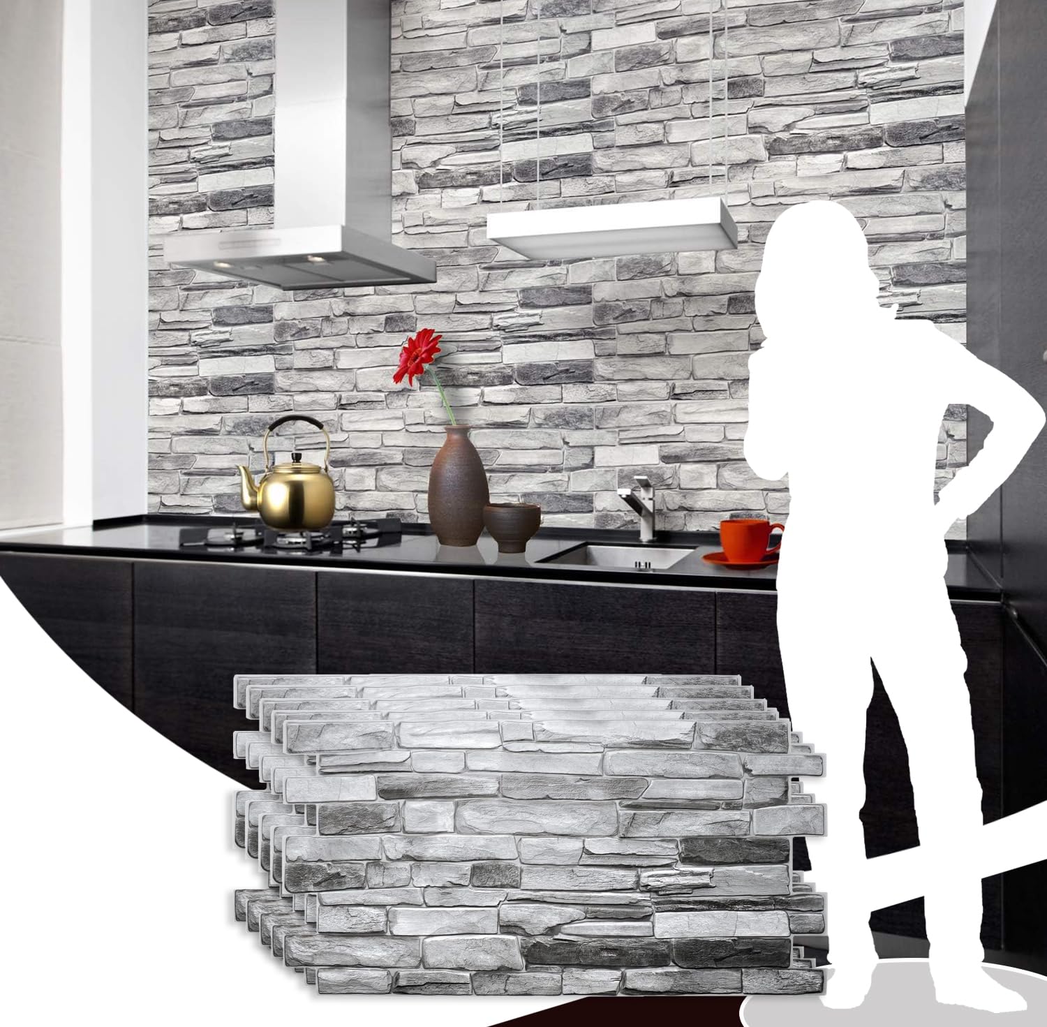 Amazon.com: Dundee Deco GRAZPG7117-5 Grey Faux Stone PVC 3D Wall