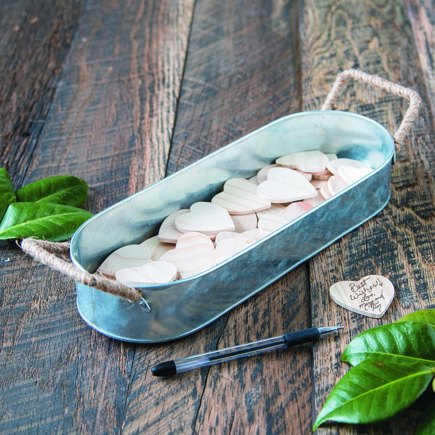 Galvanized Metal Tray with Handles