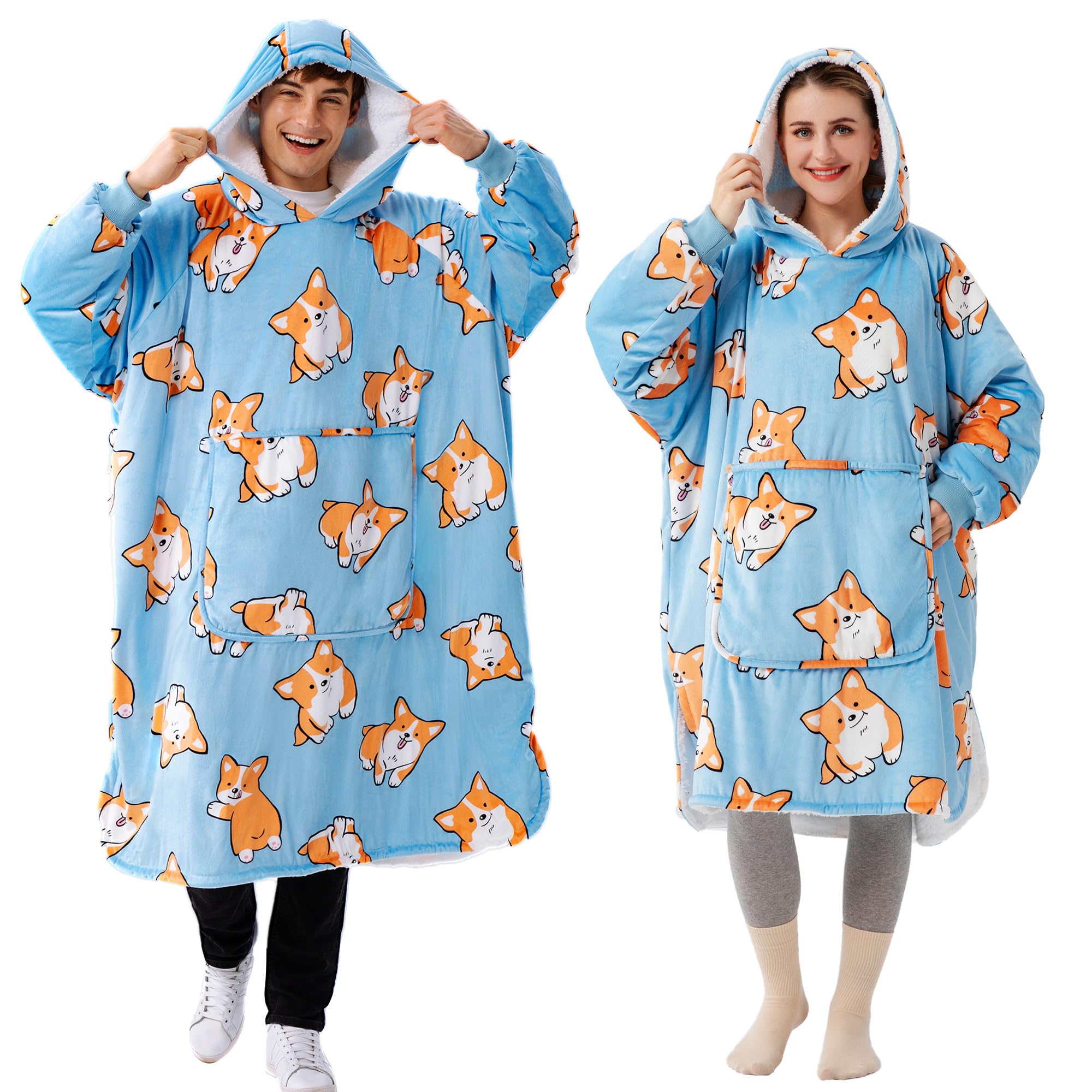 WinthomeBlanket Hoodie, Super Soft Warm Fleece Sweatshirt, Sherpa Lining Wearable Fleece Hoodie, Oversized Blanket Hoodie for Men Women Adults Teens