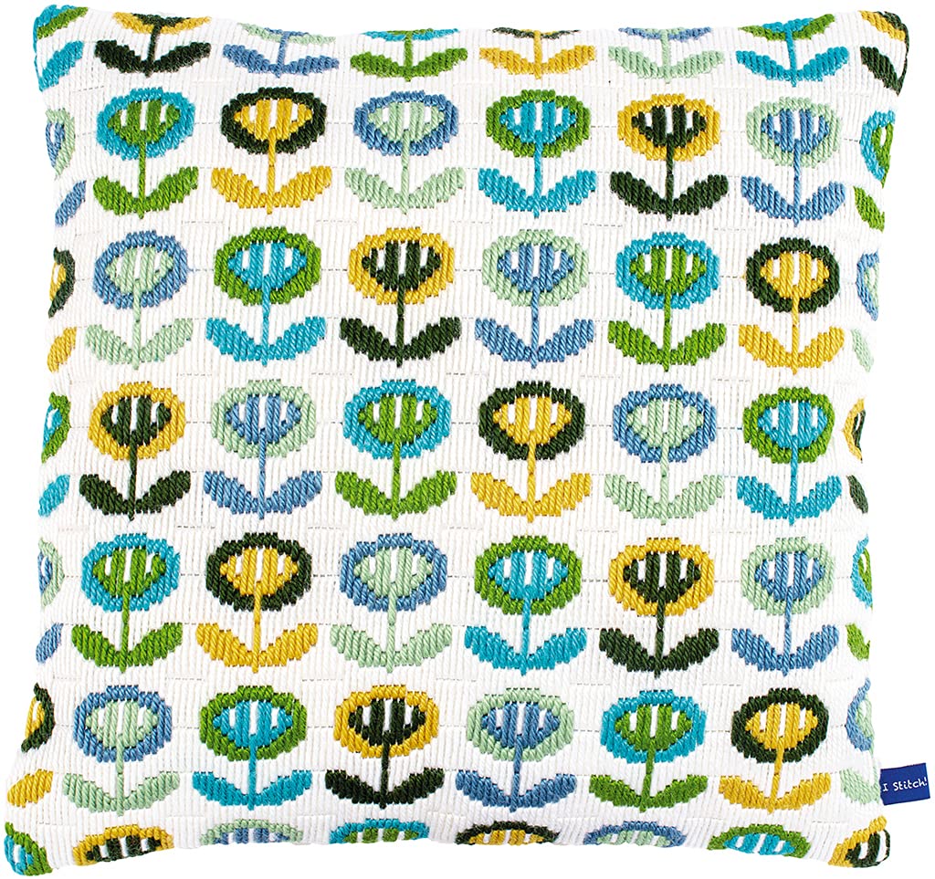 Vervaco Complete Kit Embroidery Stitch Throw Cushion Decorative Flowers DIY Beginner Adult Decoration Manual Gift Leisure Home Approx. 40 x 40 cm Embroidery