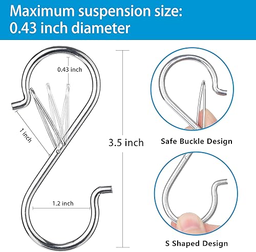 Miniatura 2 de 17 ganchos en S para colgar, ganchos resistentes en forma de S plateados, ganchos de cocina, ganchos en S para plantas, ollas, toallas y bolsas, con