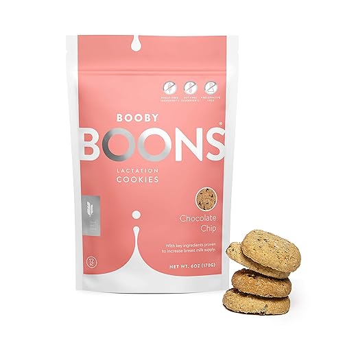 Booby Boons - Galletas de lactancia con chispas de chocolate, suplemento de apoyo para la lactancia, bolsa de 6 onzas, sin fenogreco, sin gluten,