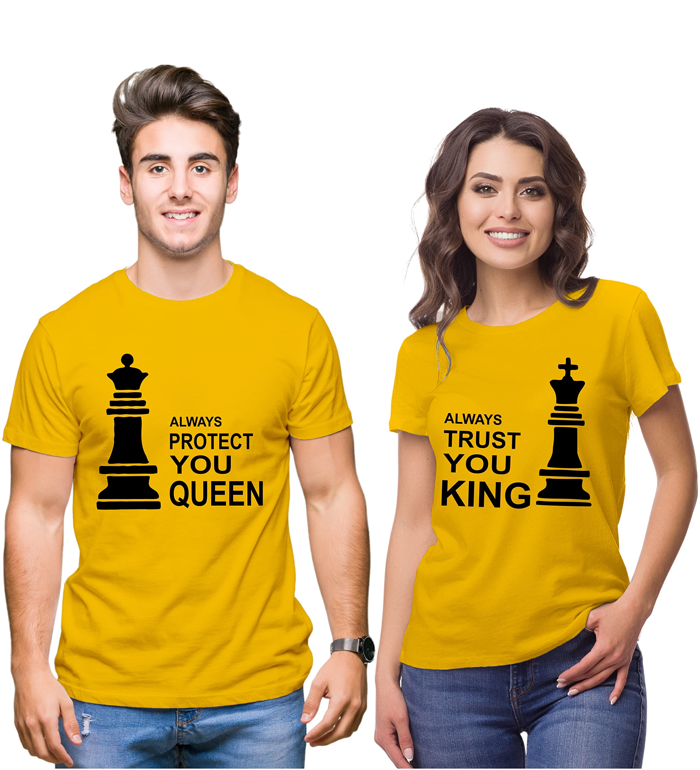hangout hub Hangout-Hub-NP18 Men's & Women's Round Neck T-Shirt-Together Forever | Always Protec Trust King Queen-Pack of 2-Couple T-Shirts-picture-44