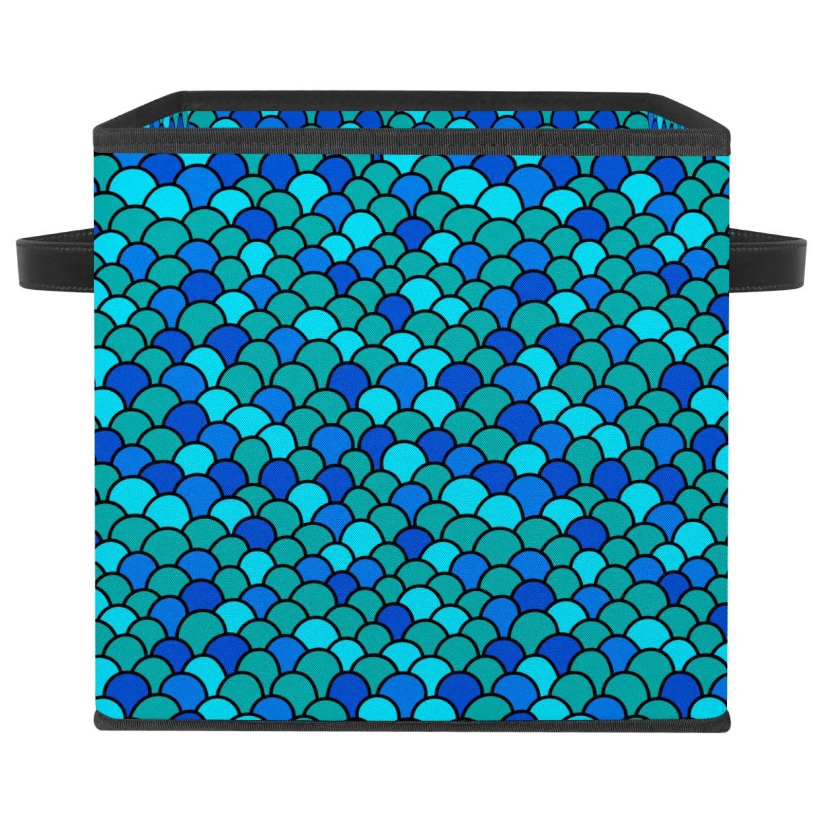 Boîte de rangement pliable en tissu bleu sirène pour organiser la chambre