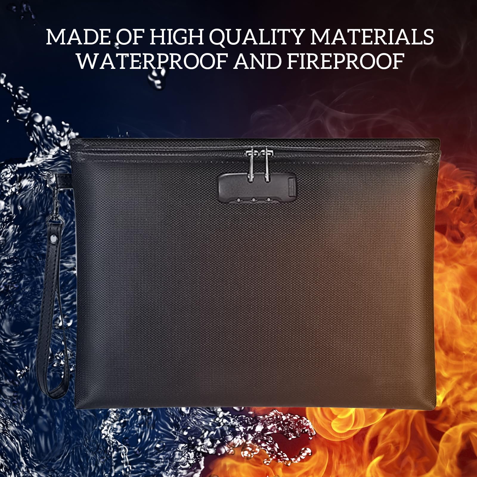 Document Bag Safe Fireproof Waterproof Fireproof Document Box Money Bag for A4 Documents - Image 3
