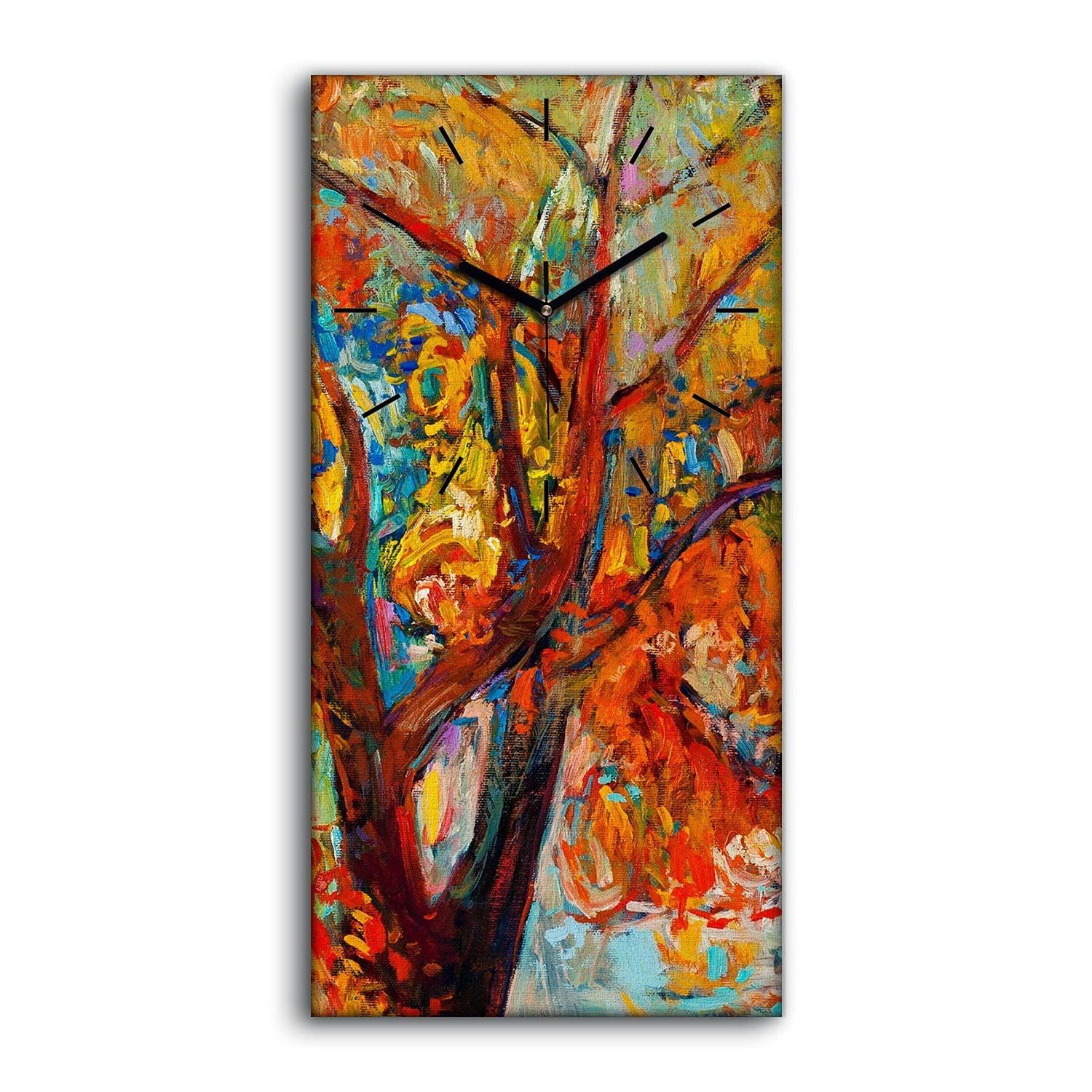Horloge sur Toile Automne Coloray 30x60cm Tableau Silencieux pour Salon