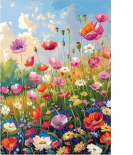 ckdiluy Flower Diamond Art Kits for Adults, 5D Colorful Wildflowers Diamond Painting Kit for Beginners, Flowers DIY Round Full Drill Painting with Gem Art Craft Kits for Home Wall Decor 12x 16 Inch