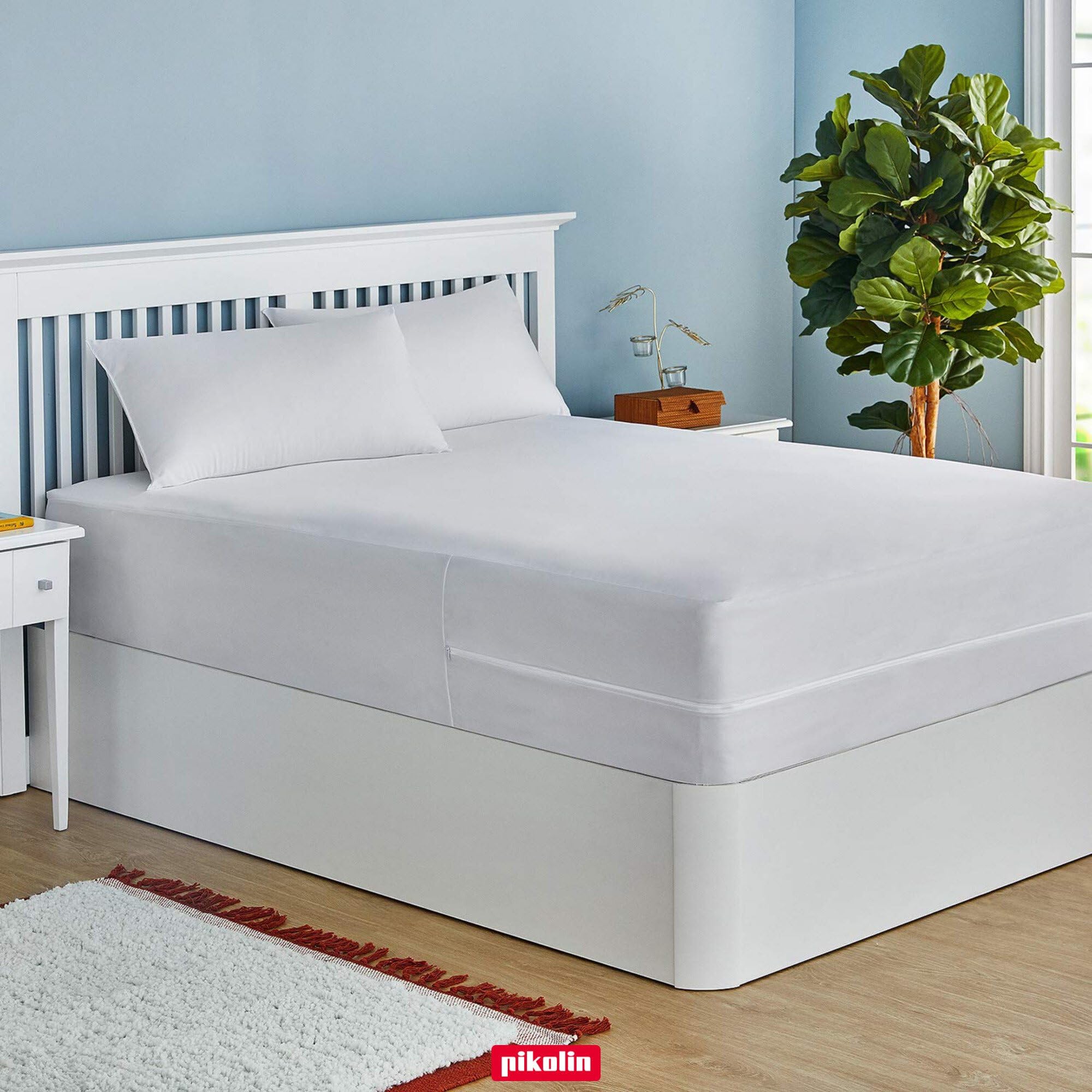 PIKOLIN - Coprimaterasso Matrimoniale King Size Impermeabile e Traspirante - Copre 6 Lati | Faldone Elastico fino a 34 cm | Silenzioso e Resistente per un Riposo Confortevole Fresco | Certificato