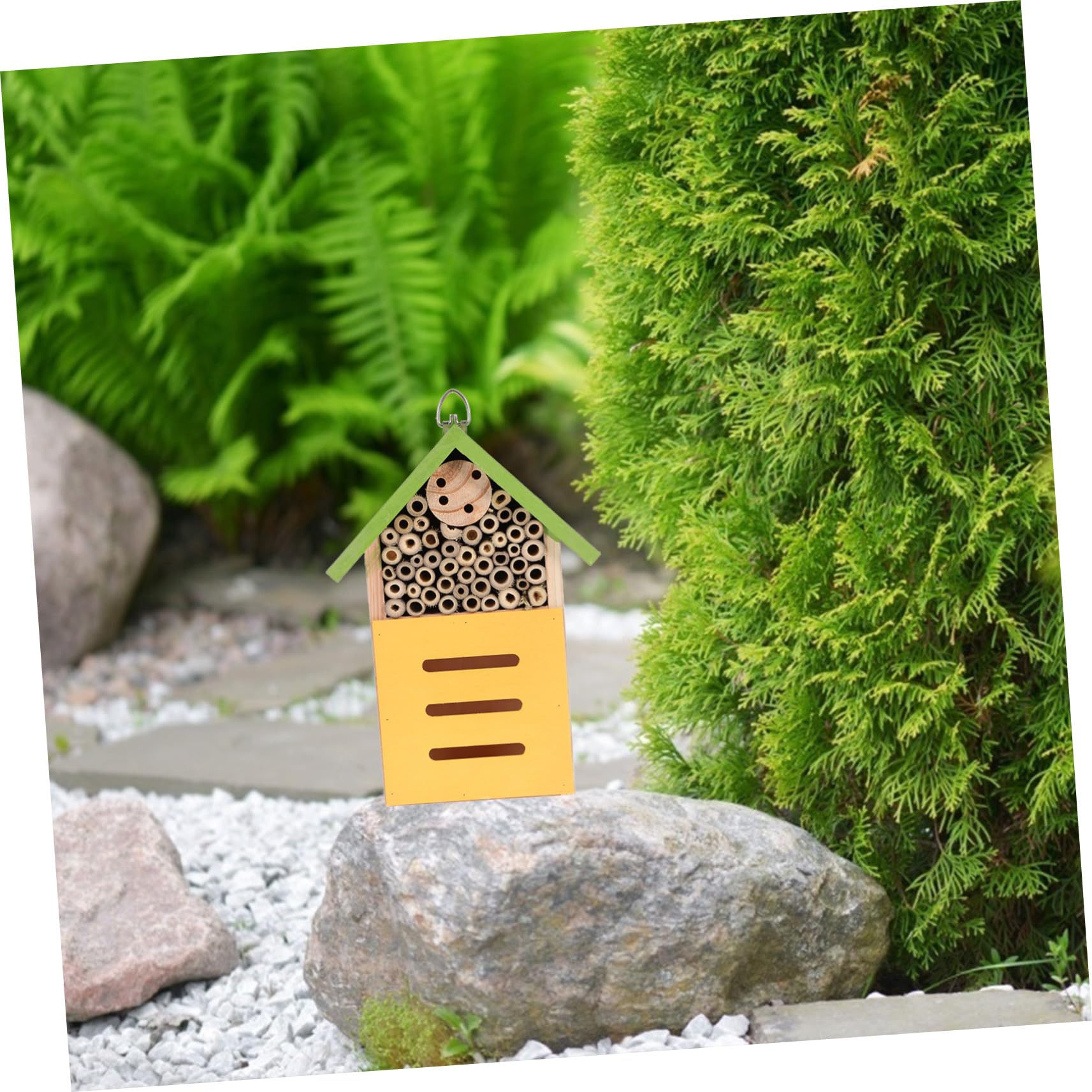 ibasenice Dekoratives Insektenhaus Grünes Garten Dekor im Hüttenstil Lebensraum für Marienkäfer und Nützlinge