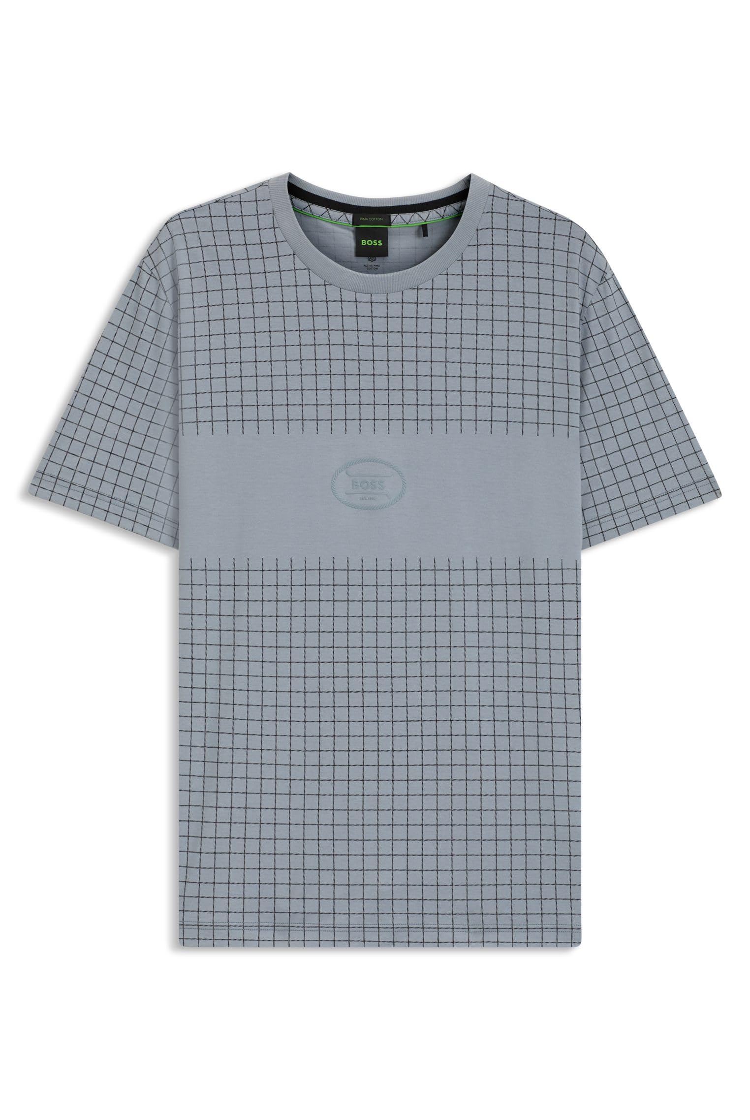 BOSS Herren Tee Check GL T-Shirt aus Pima-Baumwolle mit Karo-Print