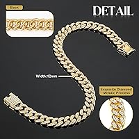 Vista 4 de Tallew Collar de cadena dorada para perro, collar de cadena de metal con hebilla segura, collar de estilo cubano para mascotas, accesorios