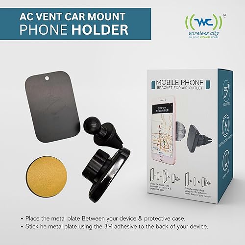 Miniatura 7 de Wireless City Soporte magnético para coche con imán súper fuerte para teléfono celular, rotación 360 universal AC Vent montaje de coche se adapta a