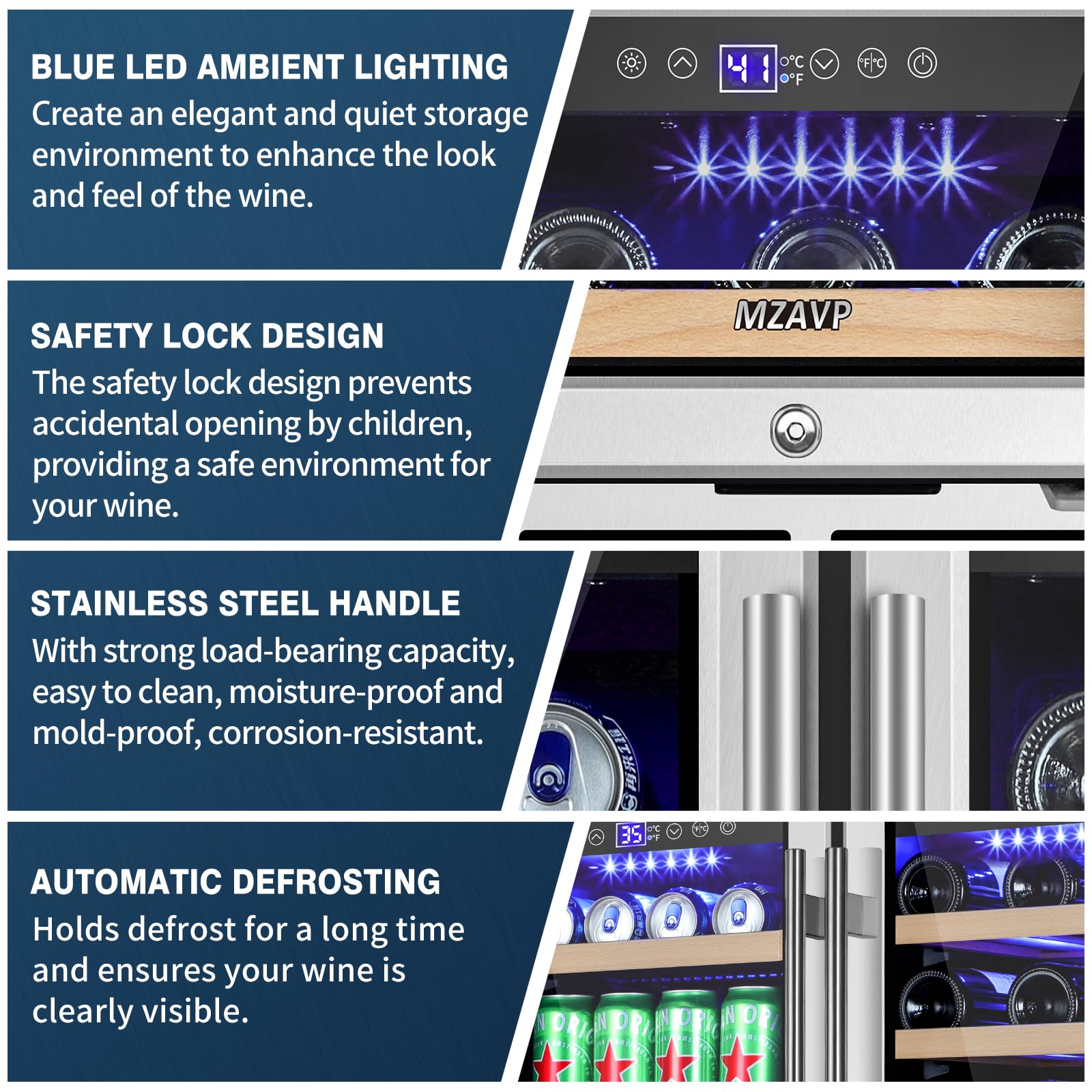 Mzavp 30 Inch Wine And Beverage Refrigerator, Dual Zone Wine Fridge With Quiet & Upgraded Cooling System, Large Capacity Beverage Cooler, Built-In Or Freestanding, Holds 30 Bottles And 110 Cans on Fridge.com - View 6