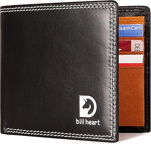 Cartera de cuero genuino RFID para hombre