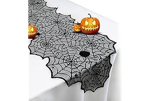 Black Lace Spider Web Halloween Table Runner for Enthralling Entryways