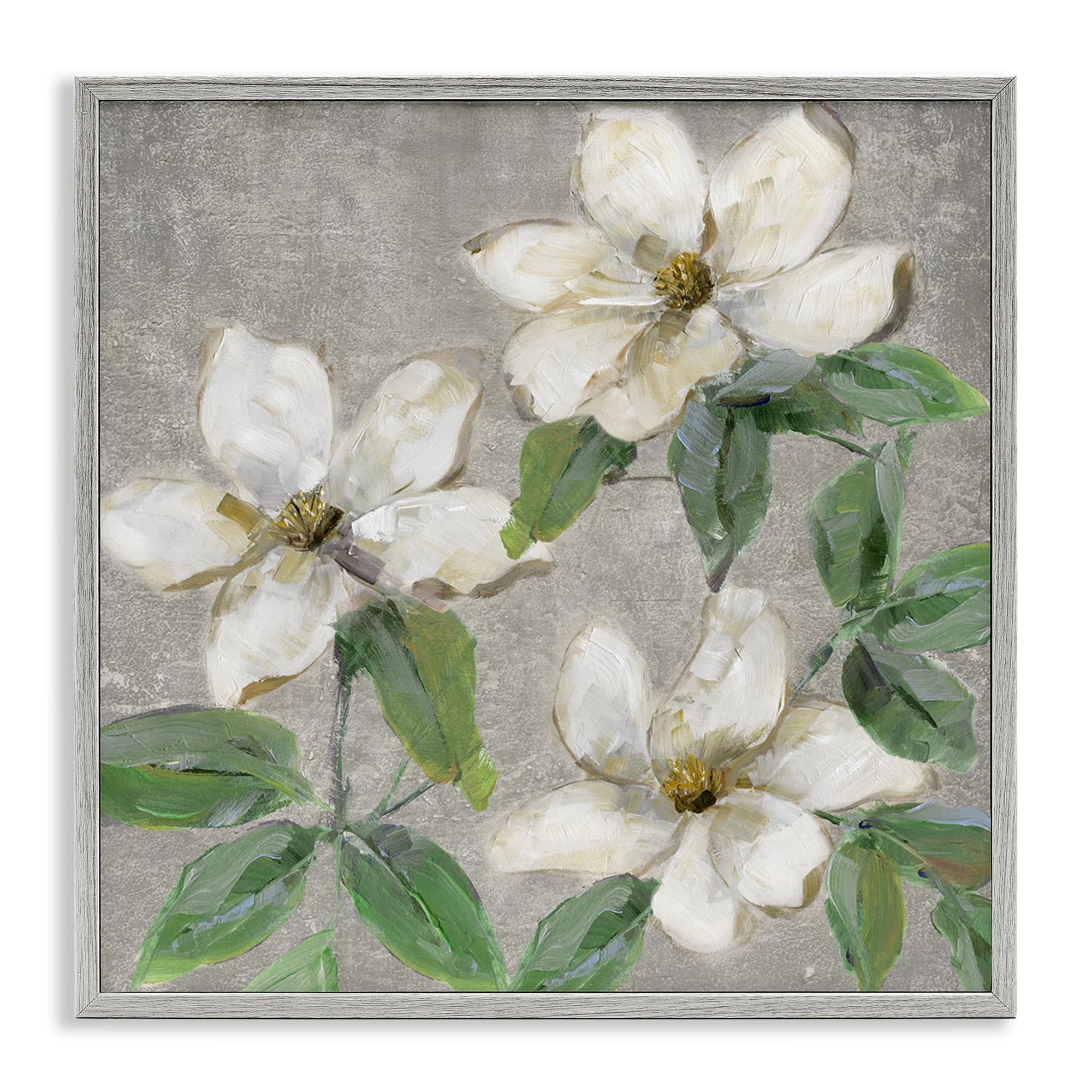 Ivory Magnolia Trio Botanical Serenity, 24 x 24 Inch Framed Giclée Print