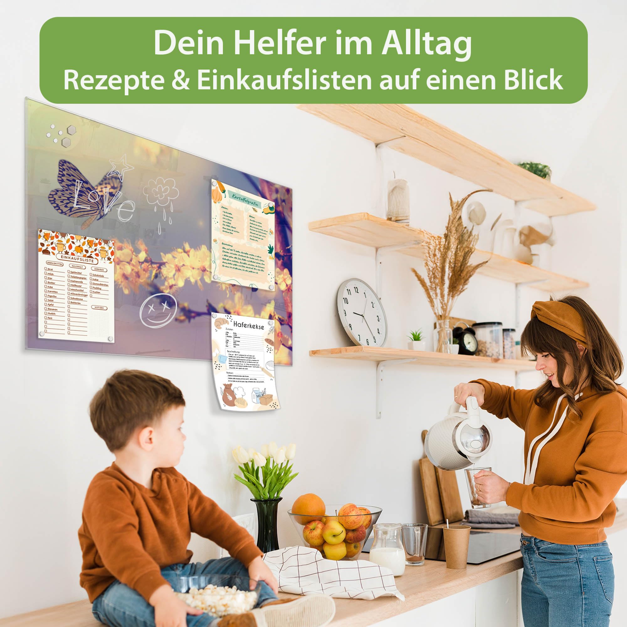 banjado Glas-Magnettafel in 75x50cm, beschreibbar mit Tiermotiv