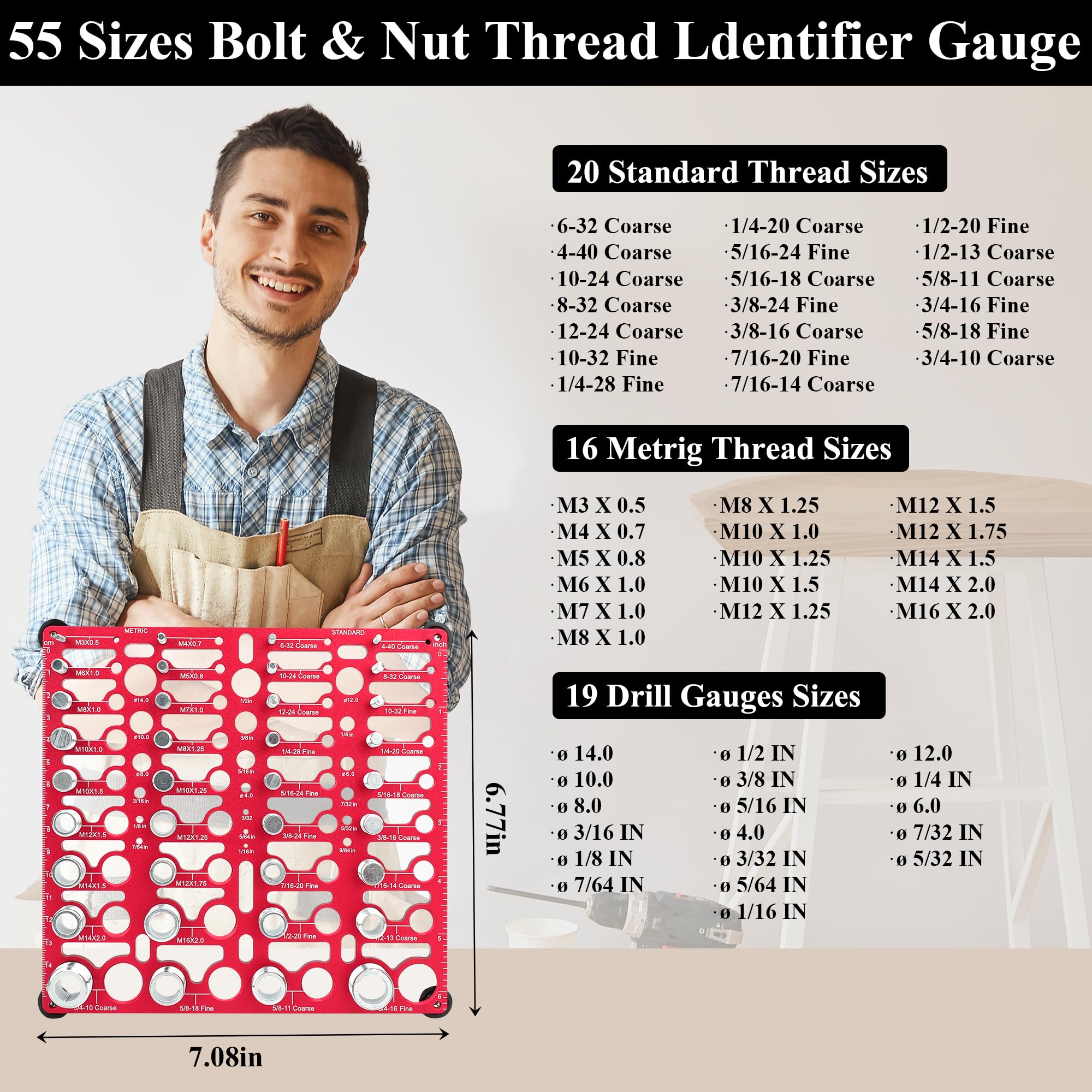 Snapklik.com : 55 Thread Checker, Nut And Bolt Thread Checker Standard ...