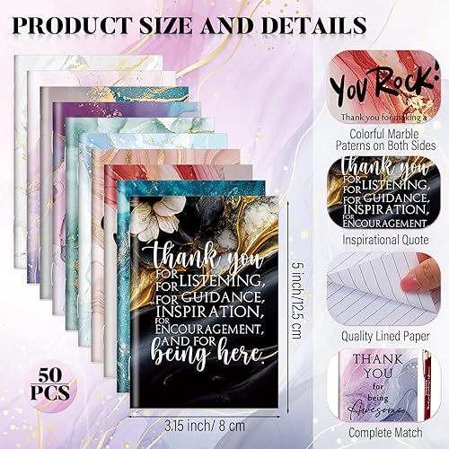 Miniatura 2 de Kosiz 120 piezas de regalos de agradecimiento para compañeros de trabajo, 60 cuadernos inspiradores, 60 regalos de agradecimiento, bolígrafos a