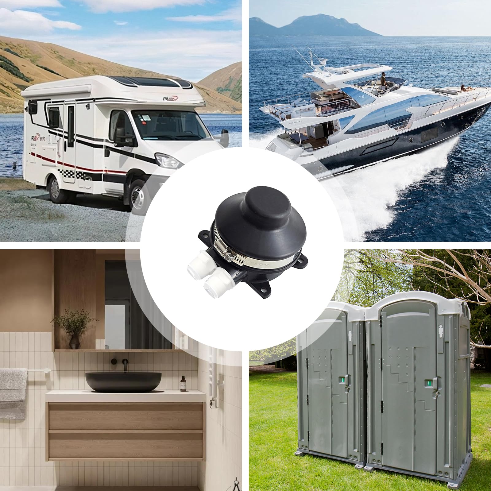 Pompe à Eau Pour Bateaux, Pompe à Pied Sans Effort Pour Bateaux Toilettes Presse à Pied Marine Pompe à Amorçage Automatique Pour évier De Caravane Et Camping-Car DéBit Maximal De 2,2 GPM