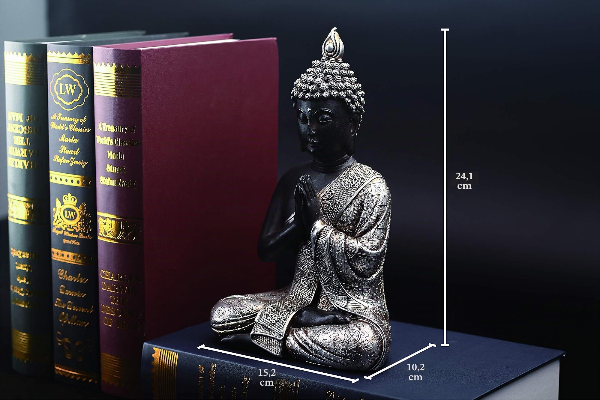 JORAE Statua di Buddha seduto, buddismo thailandese, per meditare, per casa e giardino, scultura decorativa in preghiera, statuette da collezione, 24,1 cm, poliresina