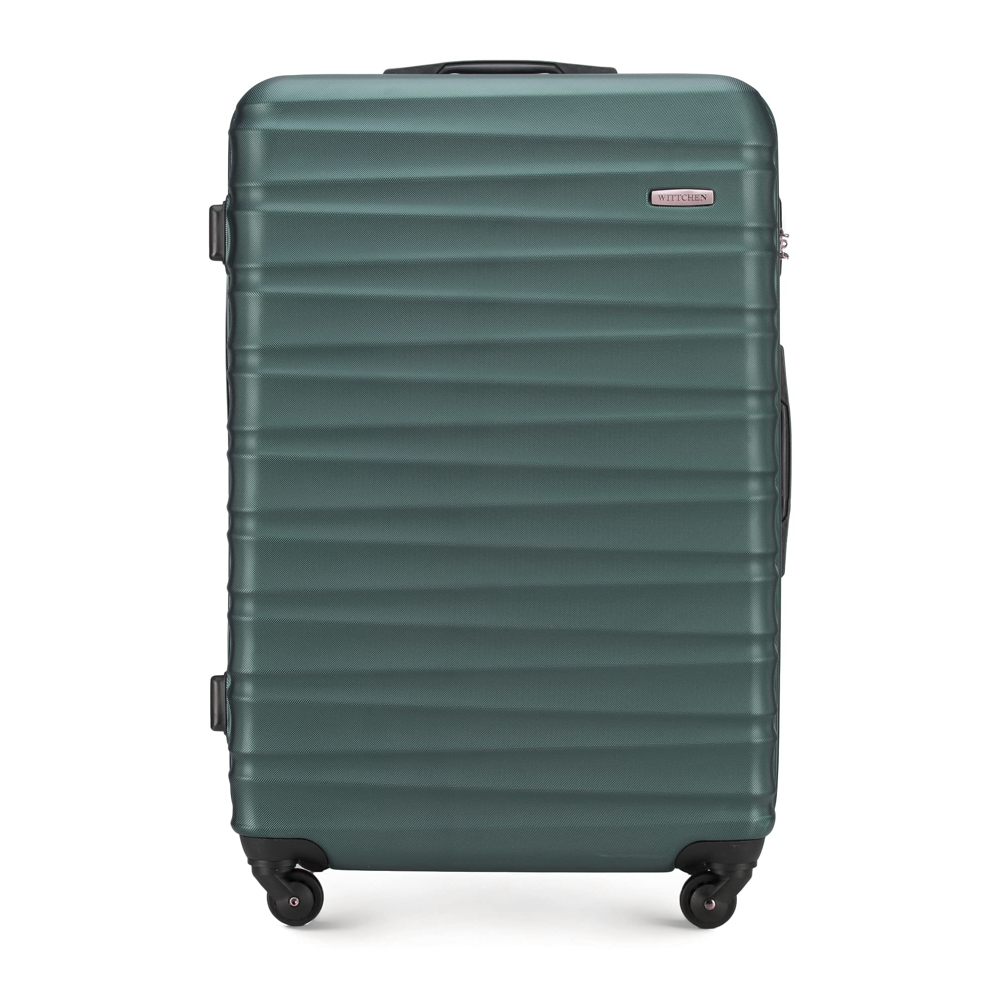 WITTCHEN Valigia da viaggio grande trolley check-in guscio rigido ABS 4 ruote piroettanti chiusura a combinazione maniglia telescopica Groove Line verde Ryanair/ITA Airways/easyJet/Wizz Air
