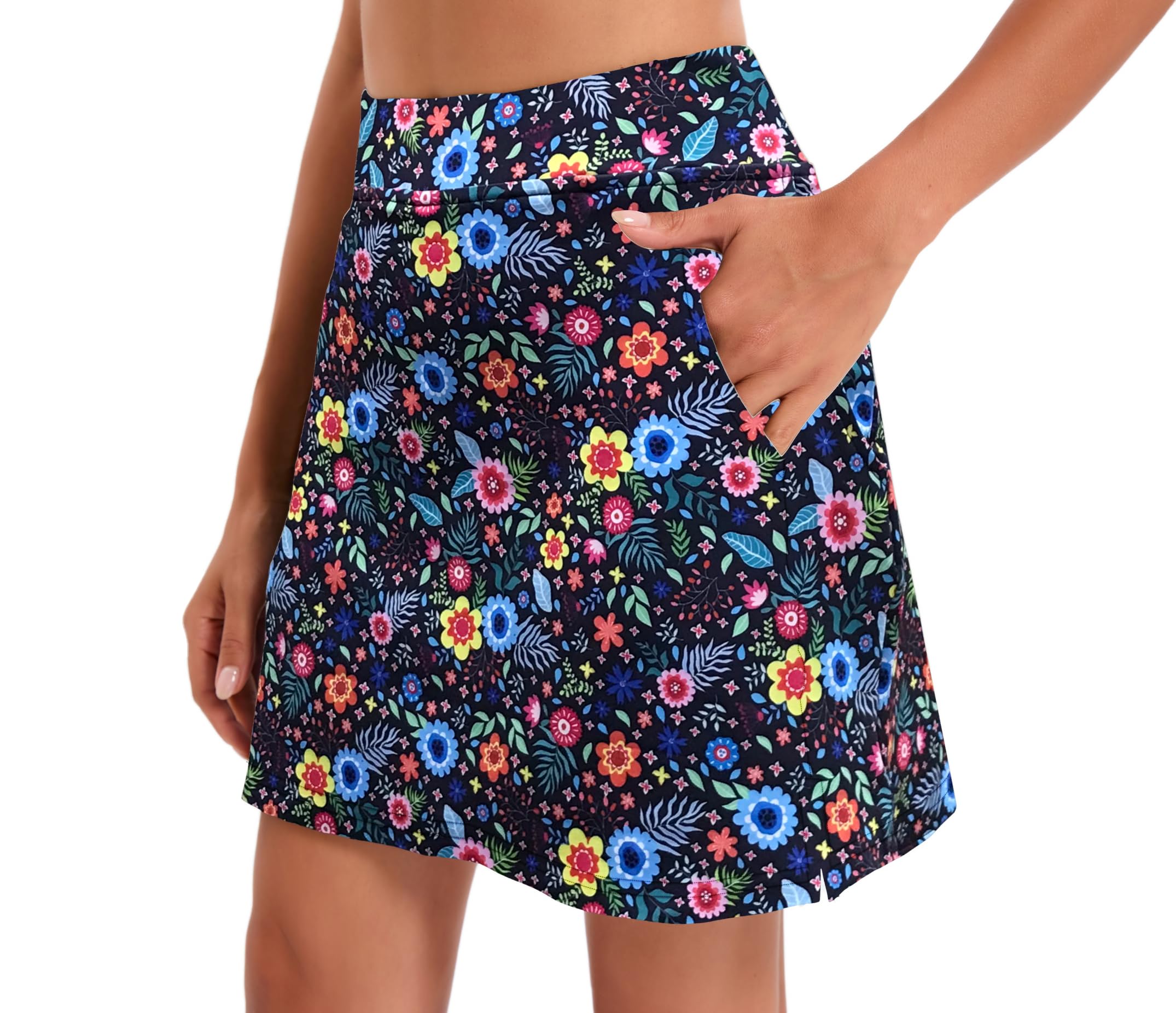 Oyamiki Falda pantalón para mujer, falda de tenis atlética con pantalones cortos, bolsillos casuales, falda de golf, cintura alta, para entrenamiento, verano