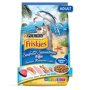 Purina Friskies Purina FRISKIES Seafood Sensations Adult Cat Food, Tuna Salmon Whitefish Cran & Shrimp Flavours, 3kg Pack, 3 kg