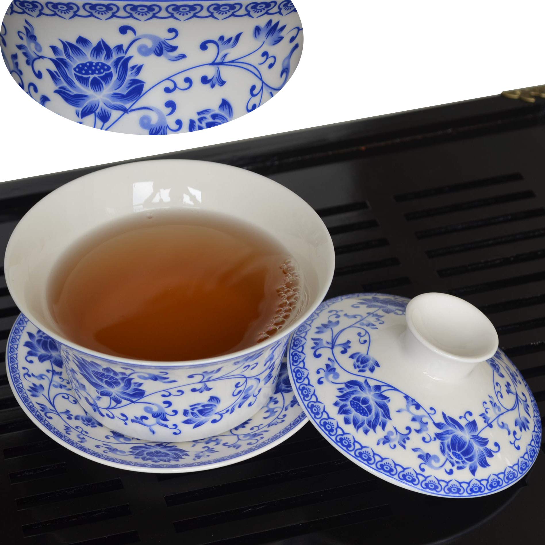 Jingdezhen Gaiwan in Porcellana Cinese da 7 oz/200 ml, Tazza da tè