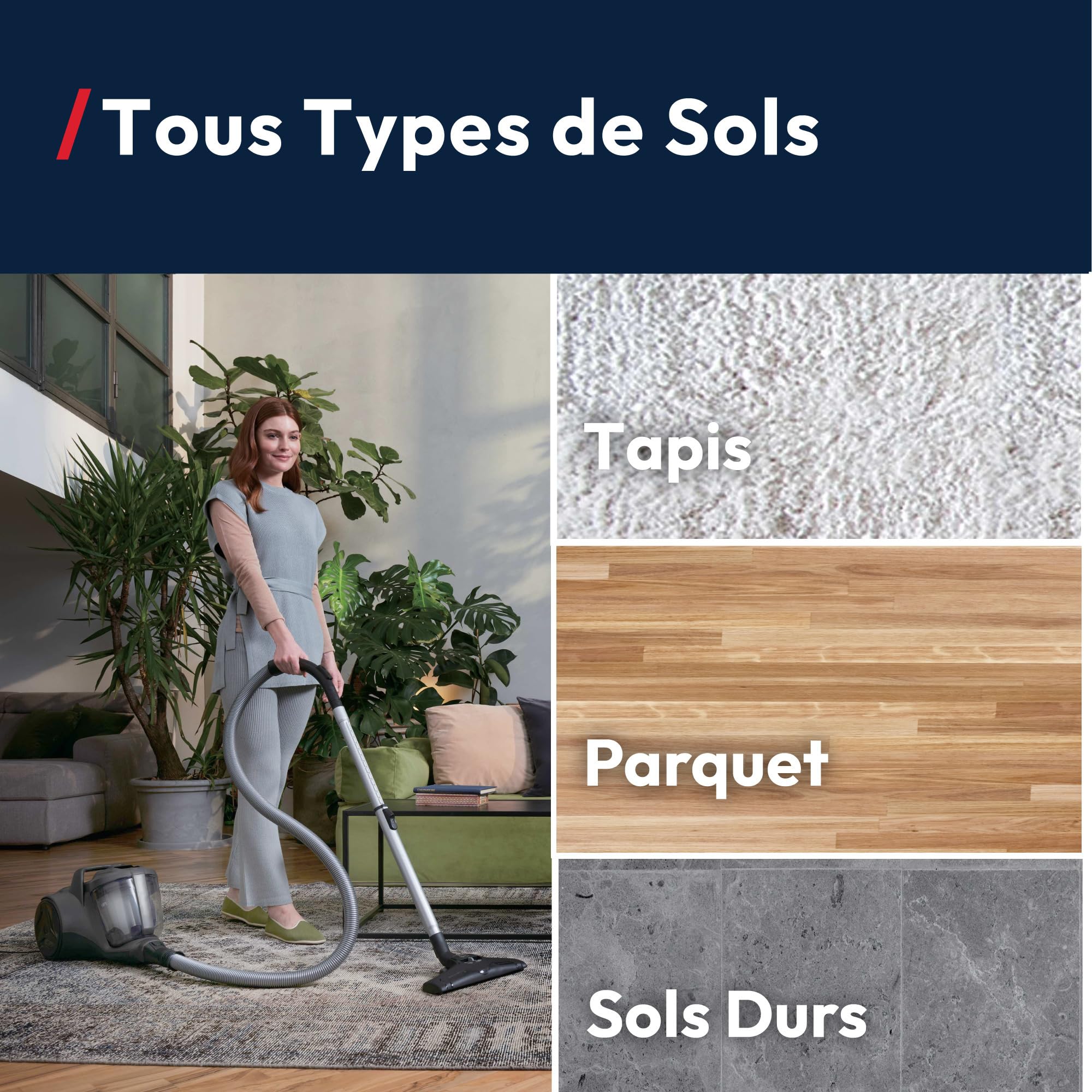 Hoover HP1 Home Aspirateur Traineau sans Sac Compact et Puissant HPZ107HM, Haute-Performance, 2 Brosses Sols Durs-Tapis & Spéciale Parquet, Tech. Cyclonique, Filtre Lavable, Vidage Facile,Accessoires