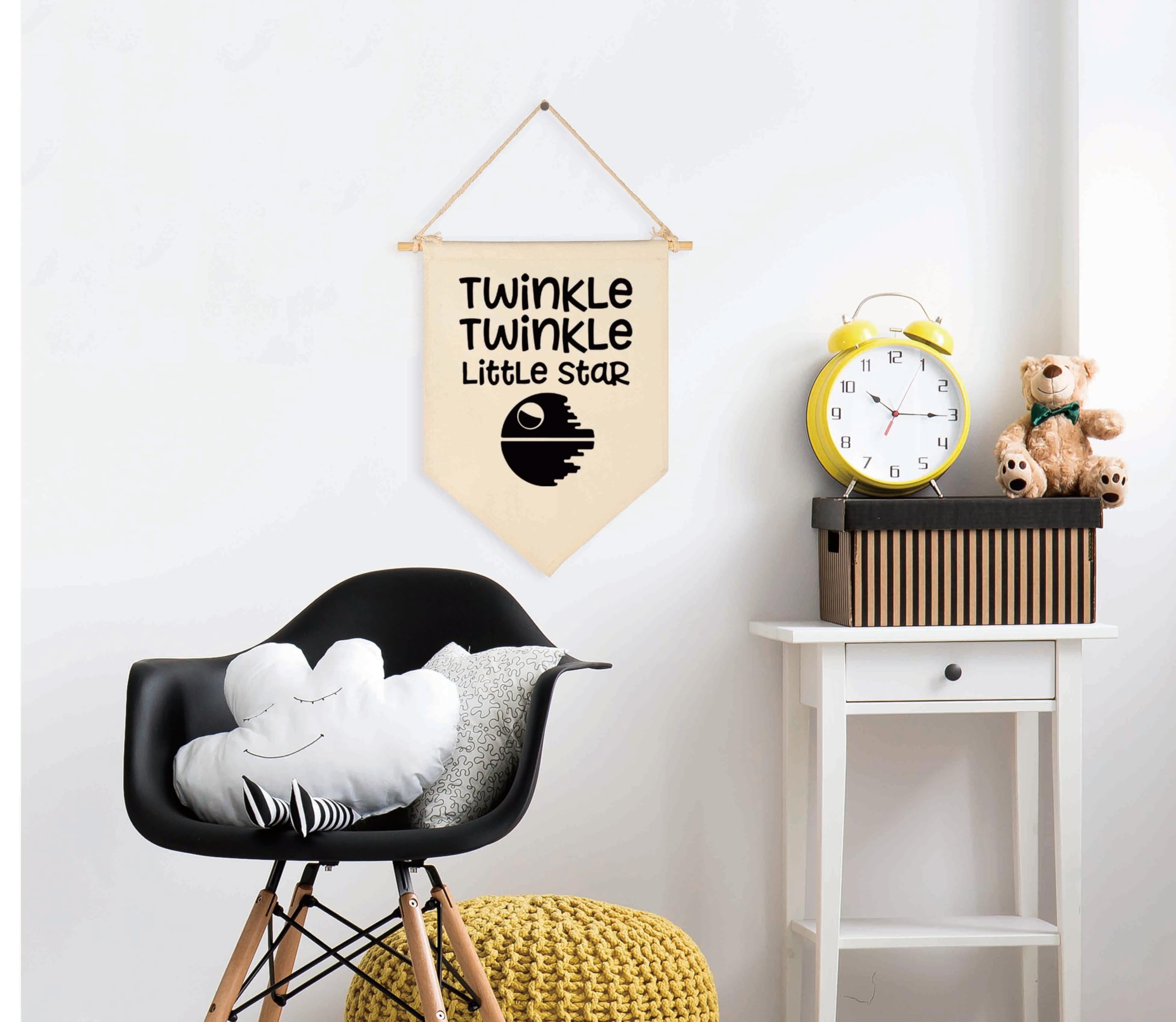 Topthink Little Man Cave Cotton Canvas Banner - Nursery & Kids Room Wall Decor, Baby Shower Gift