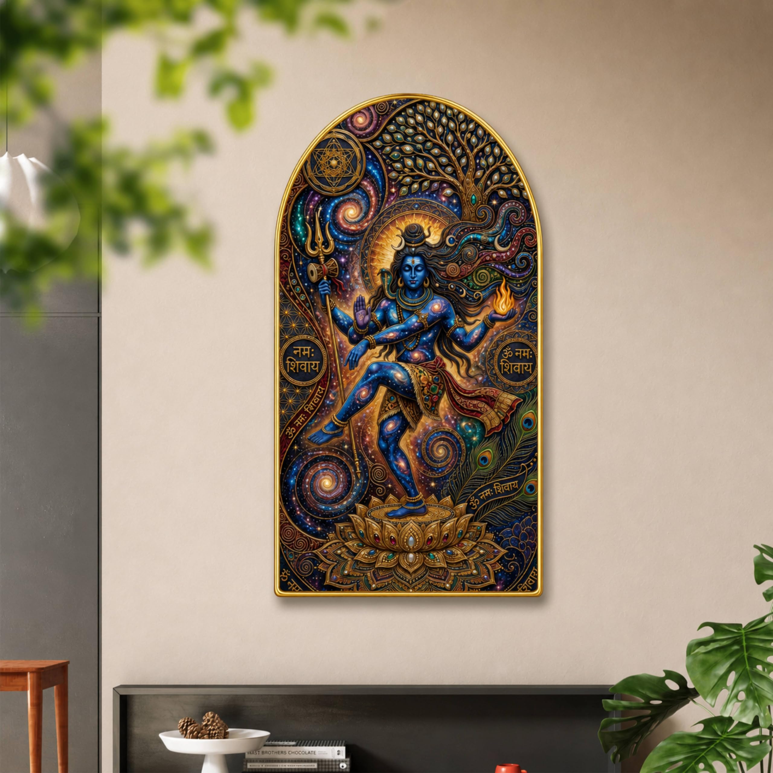 Radha Krishna Wall Painting - Golden Frame -15