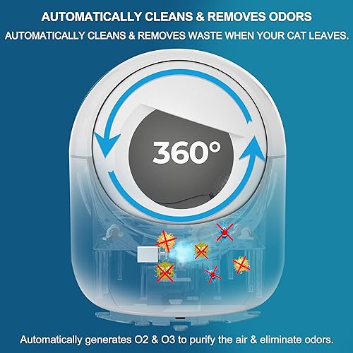 Miniatura 8 de Caja de arena para gatos autolimpiante, diseño antipellizcos y eliminación de olores, gran caja de arena automática para gatos con bolsas de