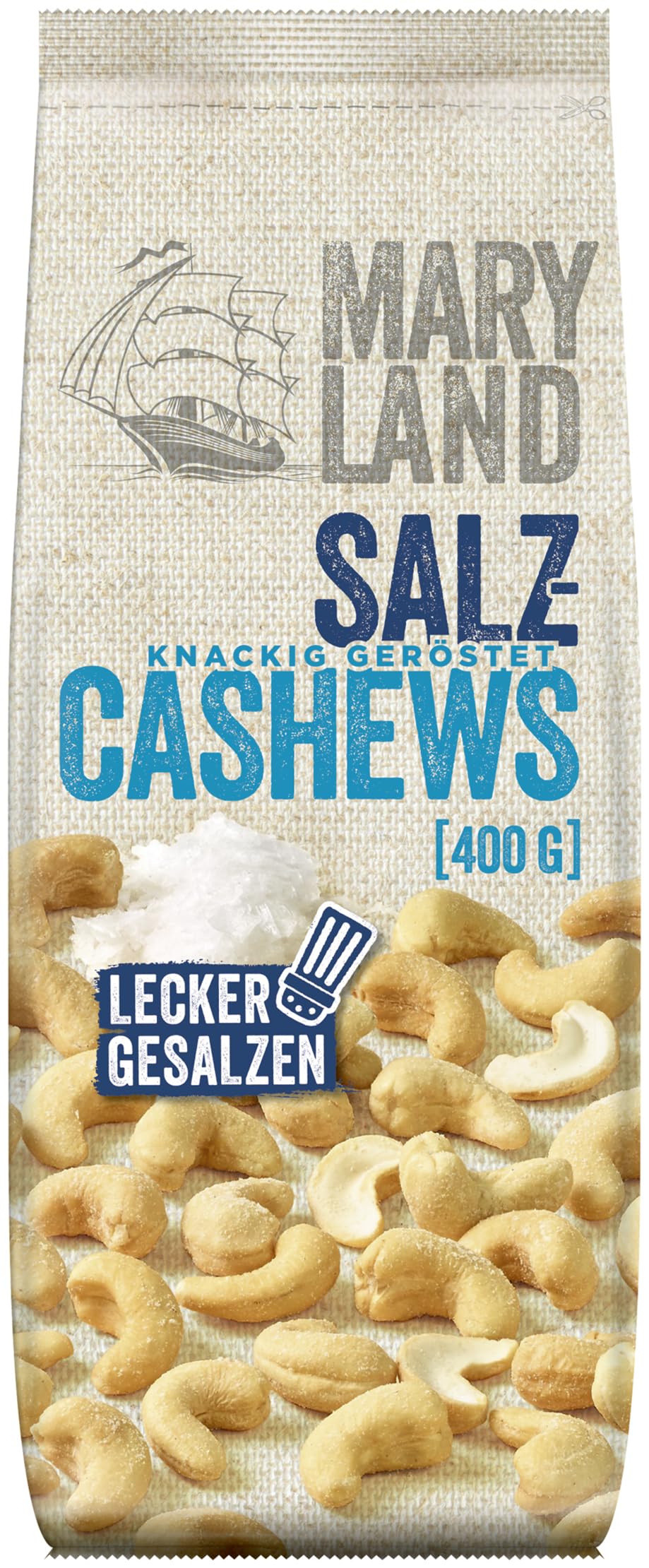 Maryland Salz-Cashews 400g Beutel 5er Pack – Cashewkerne gesalzen vegan, frei von künstlichen Aromen, – Im praktischen Großformat genießen (5 x 400g)