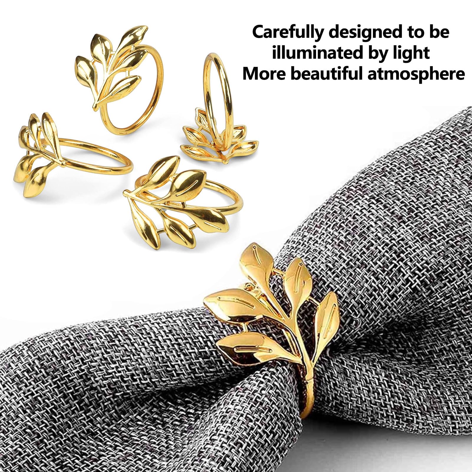 10 stuks gouden servetringen, servetringen, blad servetring goud, elegante servetringen voor bruiloft, diner, hotel, festival, eettafel decoratie, tafelaccessoires