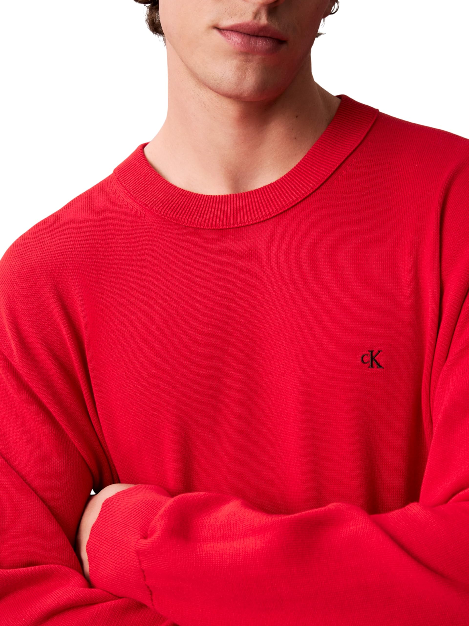 Calvin Klein Uomo Pullover Cotton Relaxed con Scollo Rotondo