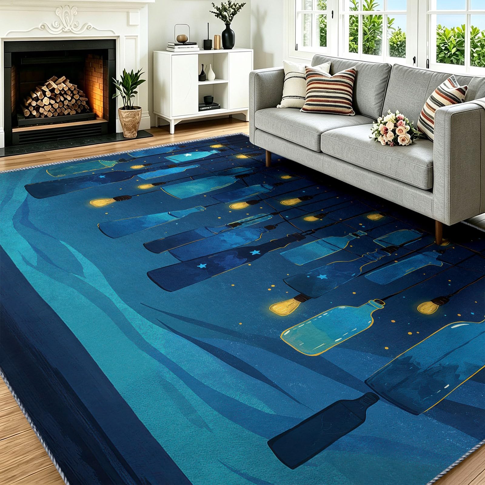 Tapis de salle à manger et chambre 80x150 cm motif ciel étoilé féerique