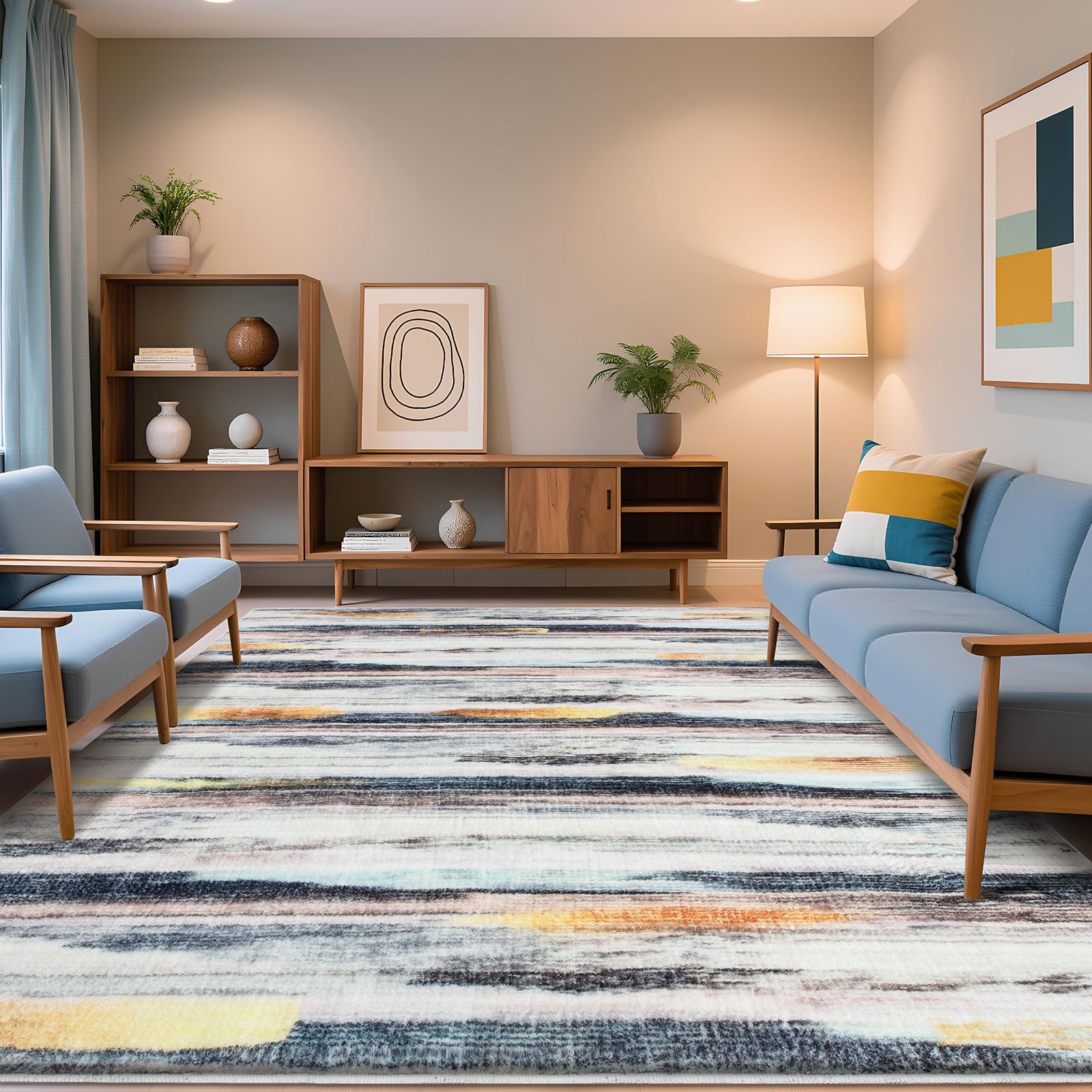 Tinyboy-hbq Area Rugs Artistic Traditional Unique Rugs Fluffy Bedroom Carpet Shaggy Living Room Rug Anti Slip Rugs Soft Modern Plush Carpets Suitable for Home Decor… (Black Gold, 160*200 cm)