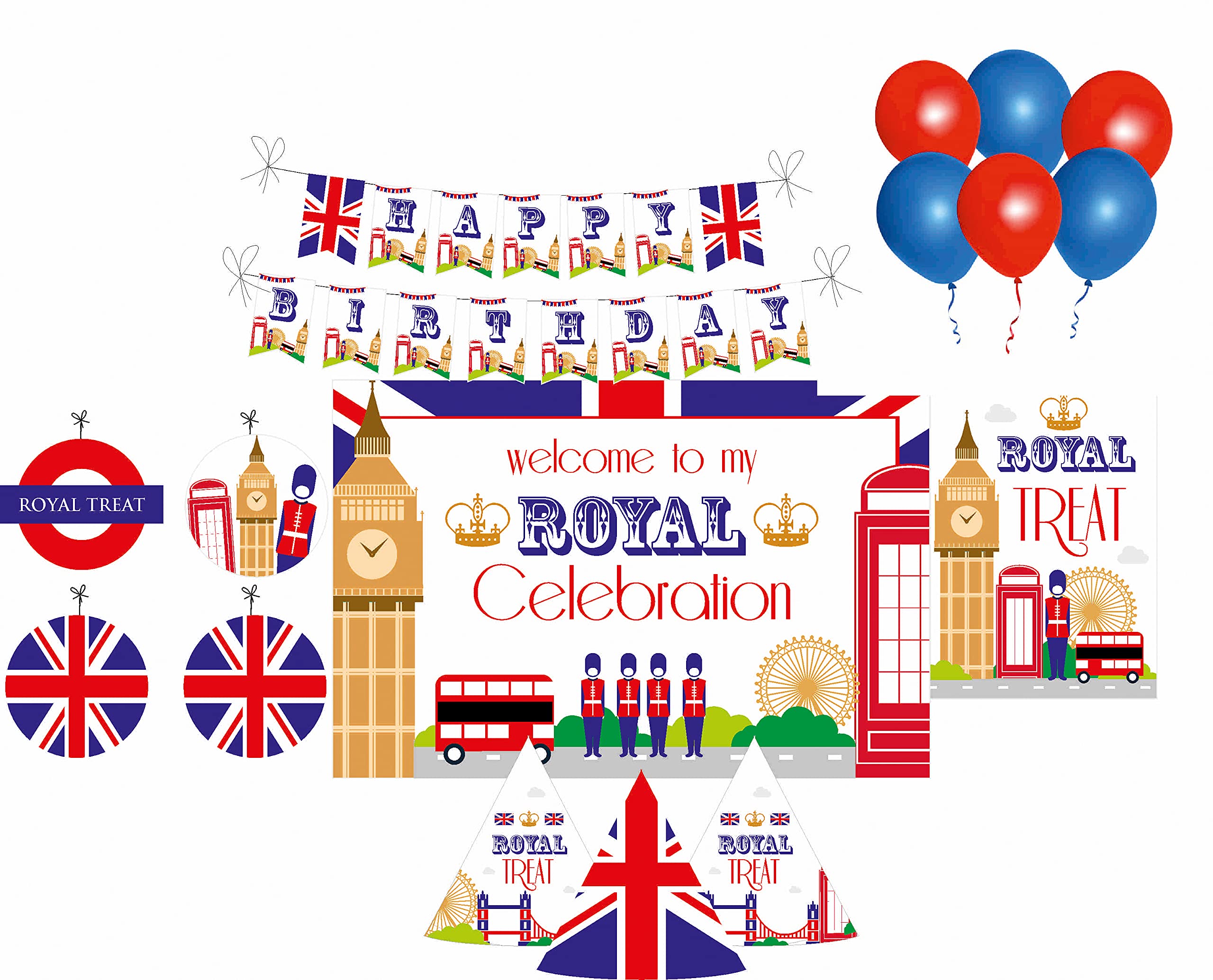 Pretty Ur Party London Party Decorations Package - 70 pieces