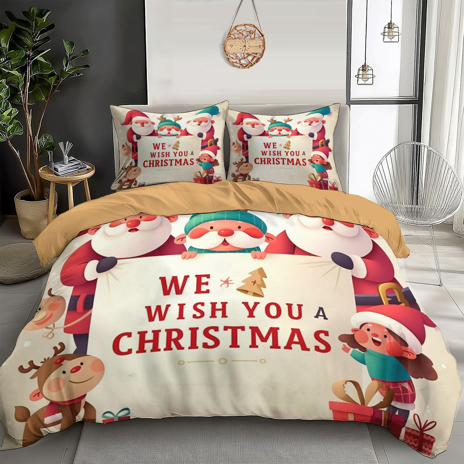 Housse de couette de Noël réversible 240x260 parure de lit dessin animé
