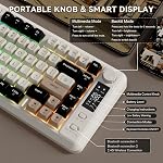 ZIYOU LANG M75 Wireless Gaming Keyboard, RGB Backlit Rechargeable 2000mAh Battery, Small Membrane But Mechanical Feel Keyboard with Smart Display & Knob, PBT Gradient keycaps for PC, MAC-Cheese