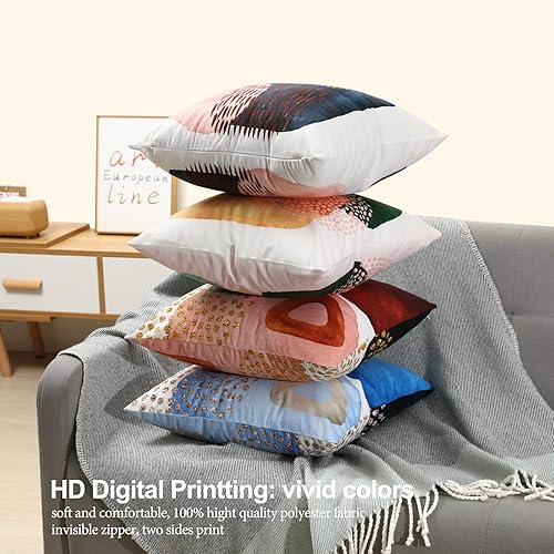 Miniatura 4 de Juego de 4 fundas de almohada color verde azulado turquesa y azul, 18 x 18 pulgadas, fundas de almohada suaves con acento aguamarina para sofá,