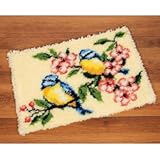 ZFFLYH Latch Hook Kits DIY Crochet Yarn Rugs Tapestry Hooking Needlework Crafts Arts Kit Color Preprinted Pattern Home Decoration Festival Gift for Adults and Kids,Birds